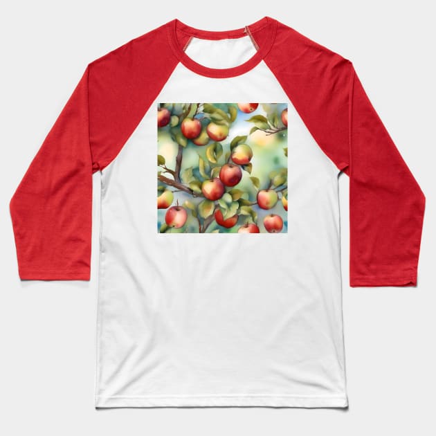 Apple Tree Day - January 6 - Watercolor & Pen Baseball T-Shirt by Oldetimemercan